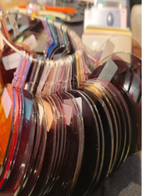 Optical coating color swatches, translucent product color swatches display
