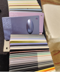Optical coating color swatches, translucent product color swatches display